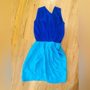 SIZE P Amanda Uprichard dress colorblock marine blue and turquoise
